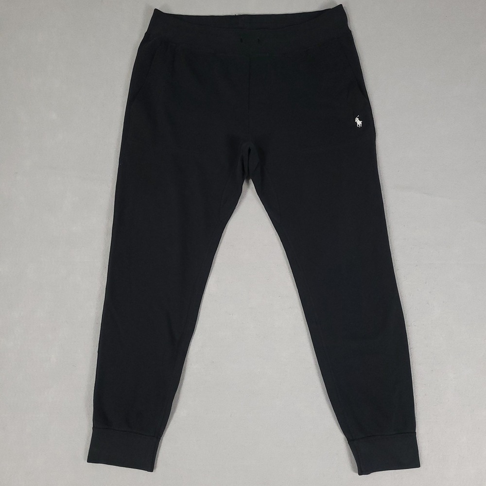 Polo Ralph Lauren Joggers Mens L Black Casual Slim Fit Cotton Fleece Sweatpants